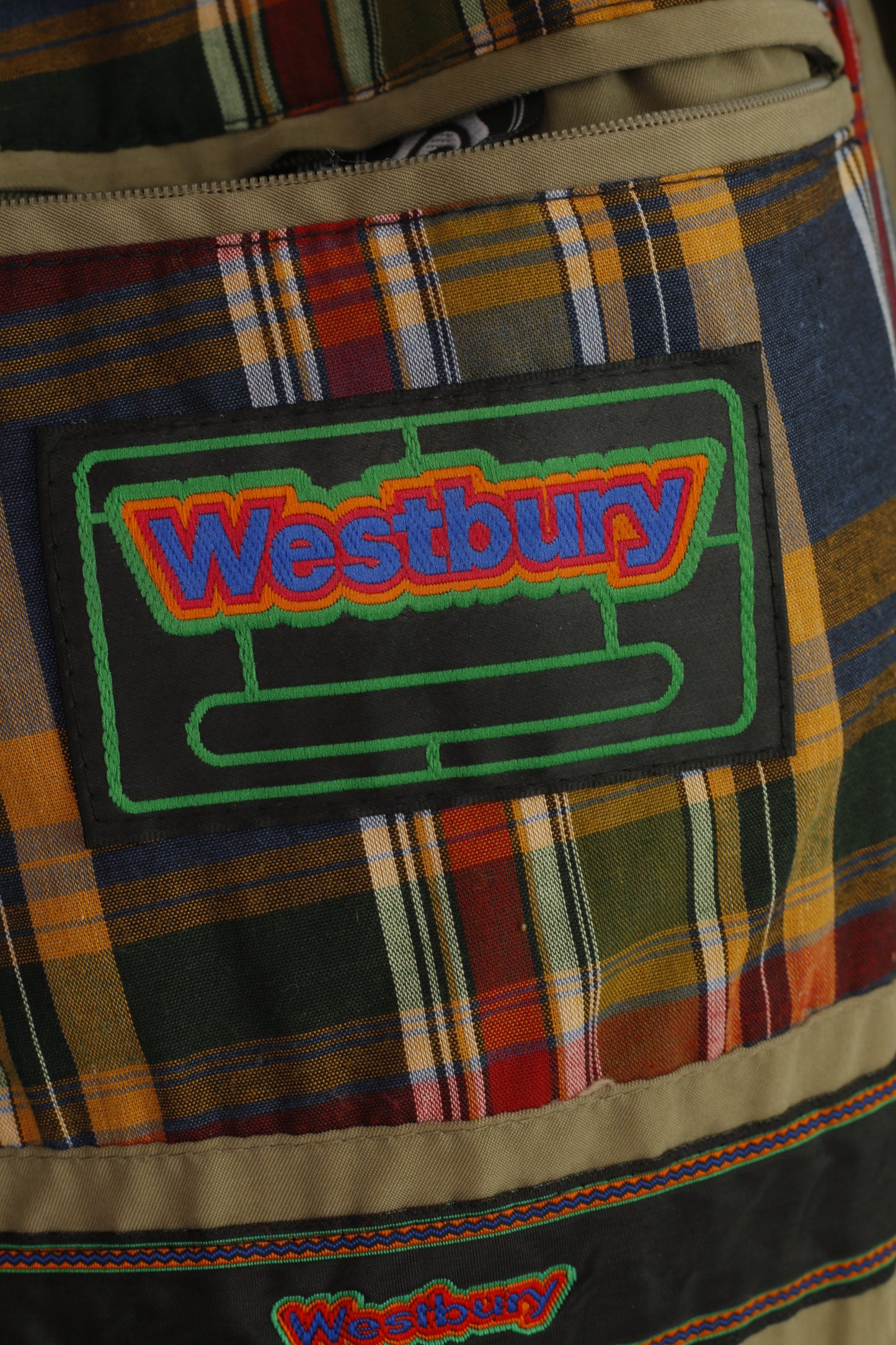 Westbury C&amp;A Giacca lunga da uomo S 38 Sympatex con cerniera intera color kaki vintage imbottito