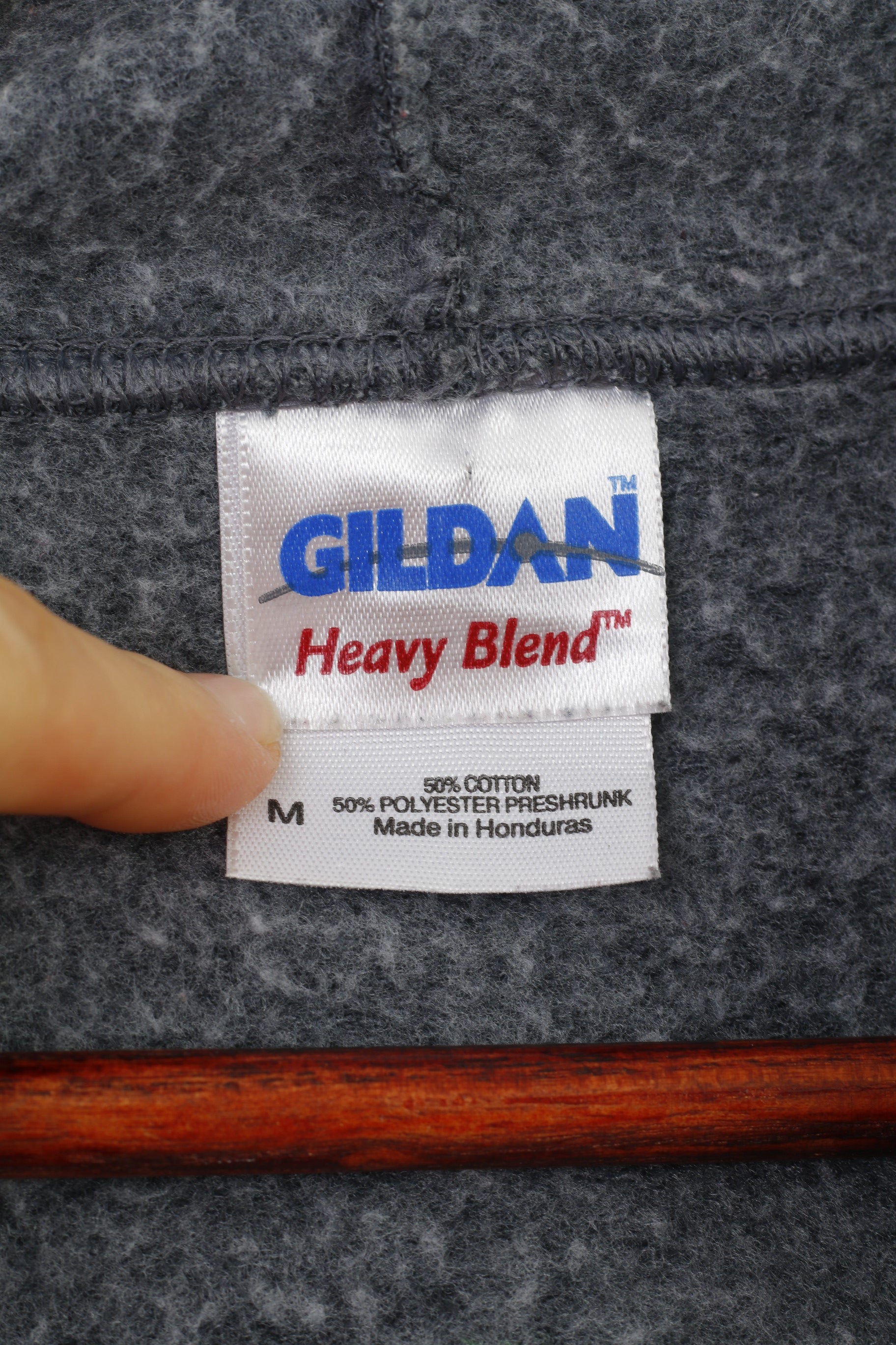 Gildan Heavy Cotton Men M Sweatshirt Hooded Elite Physique Grey Full Zipper Sportswear Top