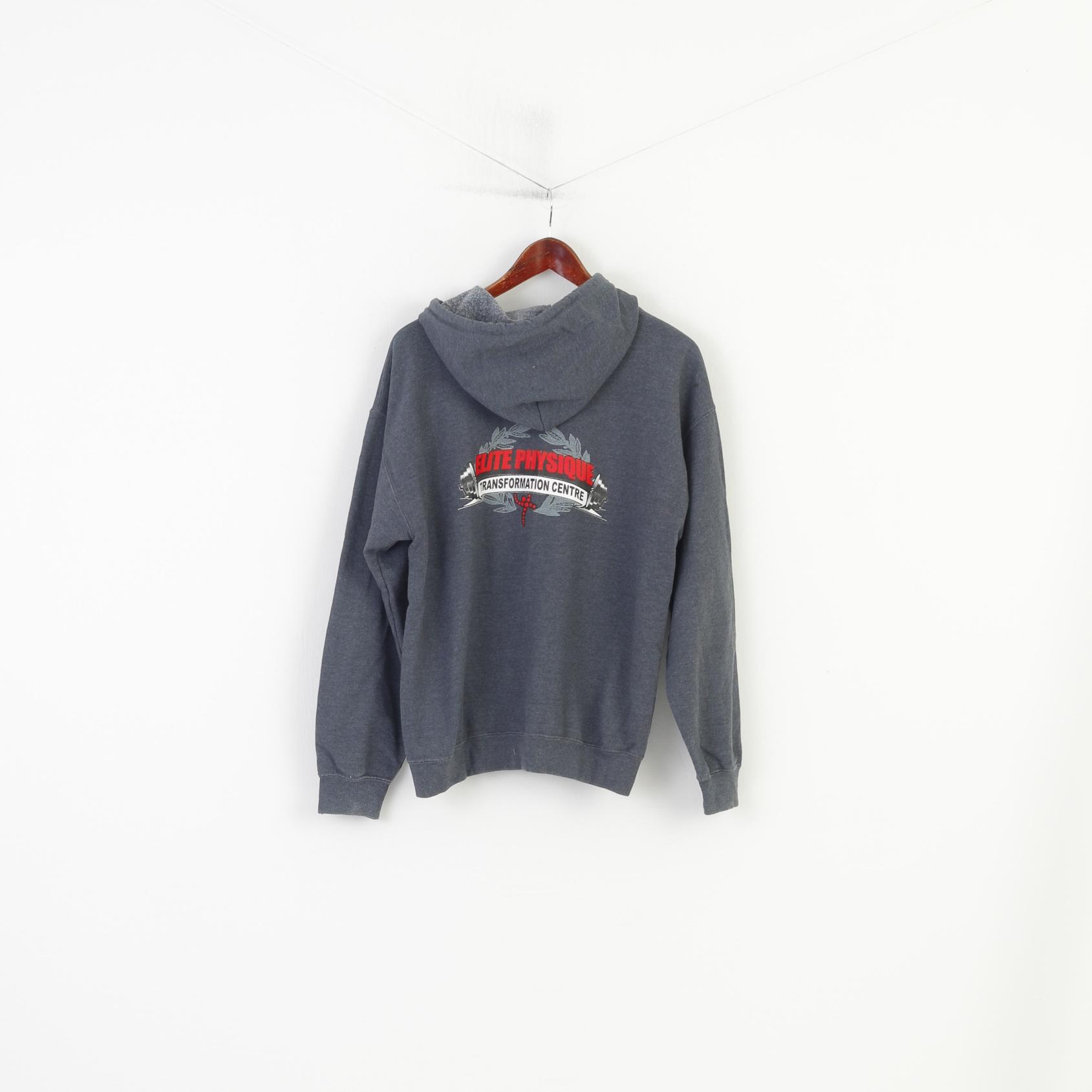 Gildan Heavy Cotton Hommes M Sweat À Capuche Pull Gris Fermeture Éclair Complète Sportswear Elite Physique Top 