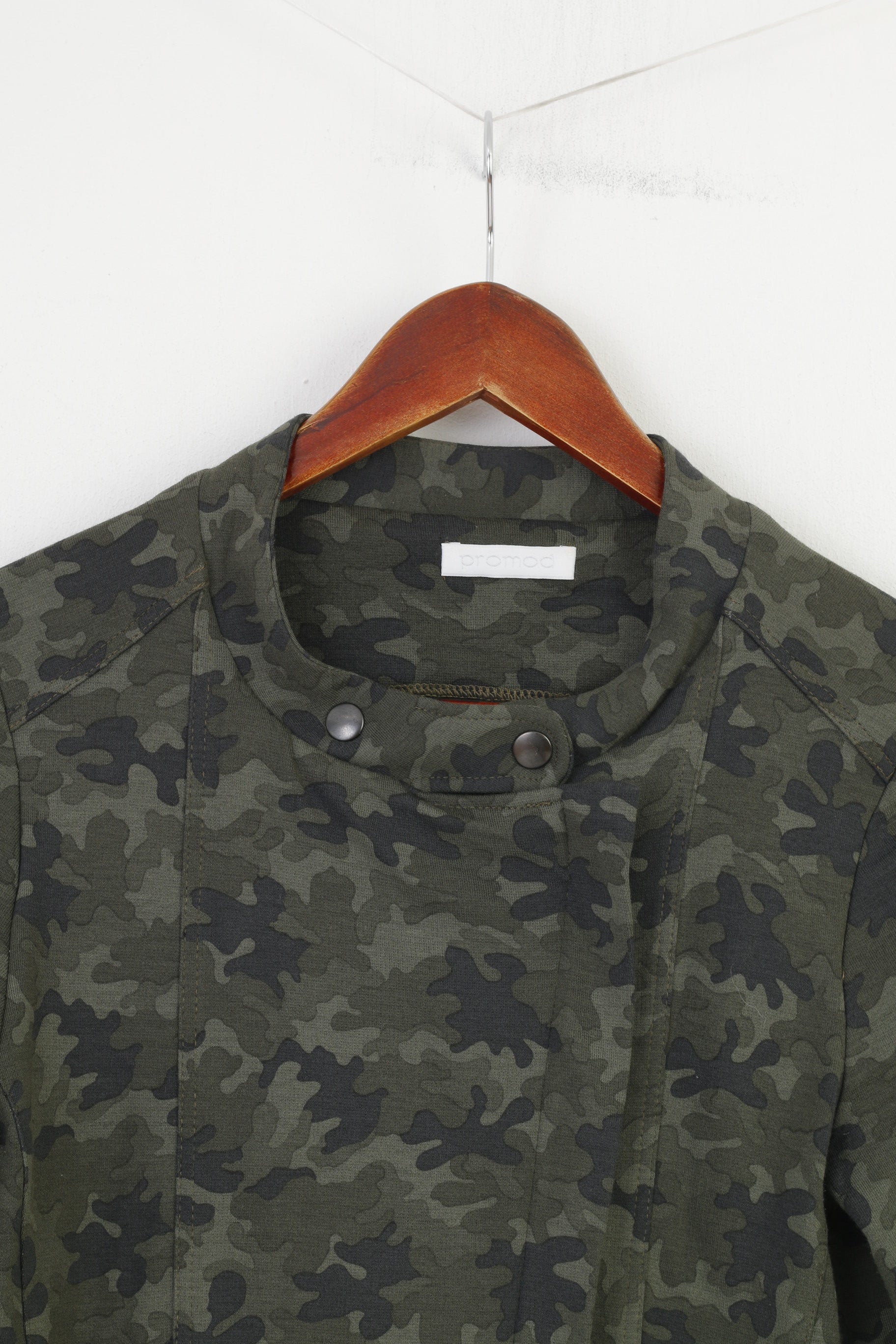 Promod Woman L Jacket Green Moro Full Zipper Short Jacket Top