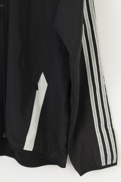 Adidas Garçons 178 Veste Légère Noir Fermeture Éclair Complète Sportswear Clima Cool Vintage Top 