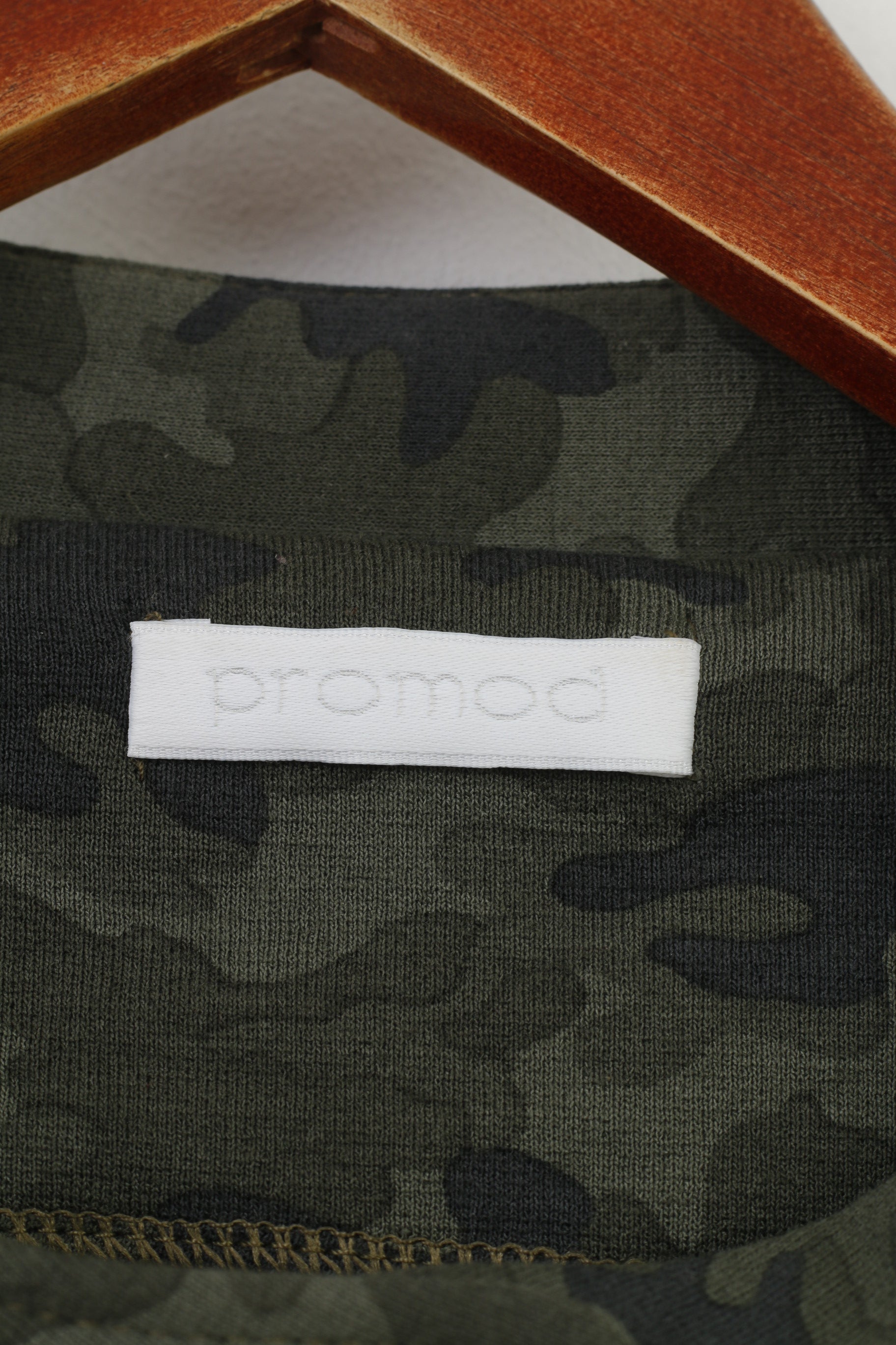 Promod Woman L Jacket Green Moro Full Zipper Short Jacket Top