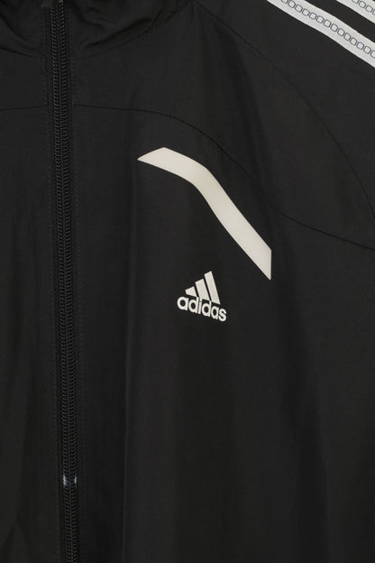 Giacca Adidas 178 da ragazzo leggera nera con cerniera intera Sportswear Clima Cool Vintage Top 