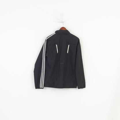 Adidas Garçons 178 Veste Légère Noir Fermeture Éclair Complète Sportswear Clima Cool Vintage Top 