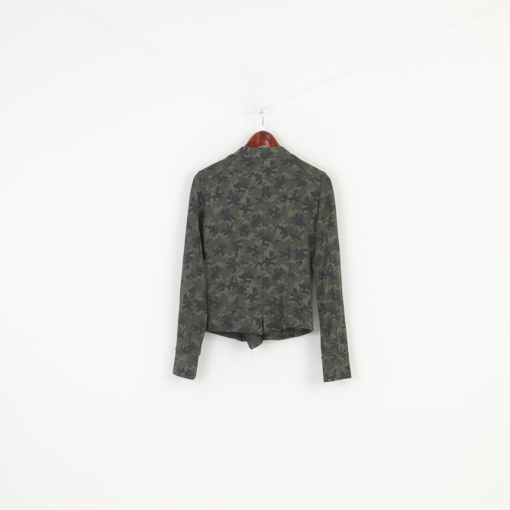 Promod Woman L Jacket Green Moro Full Zipper Short Jacket Top