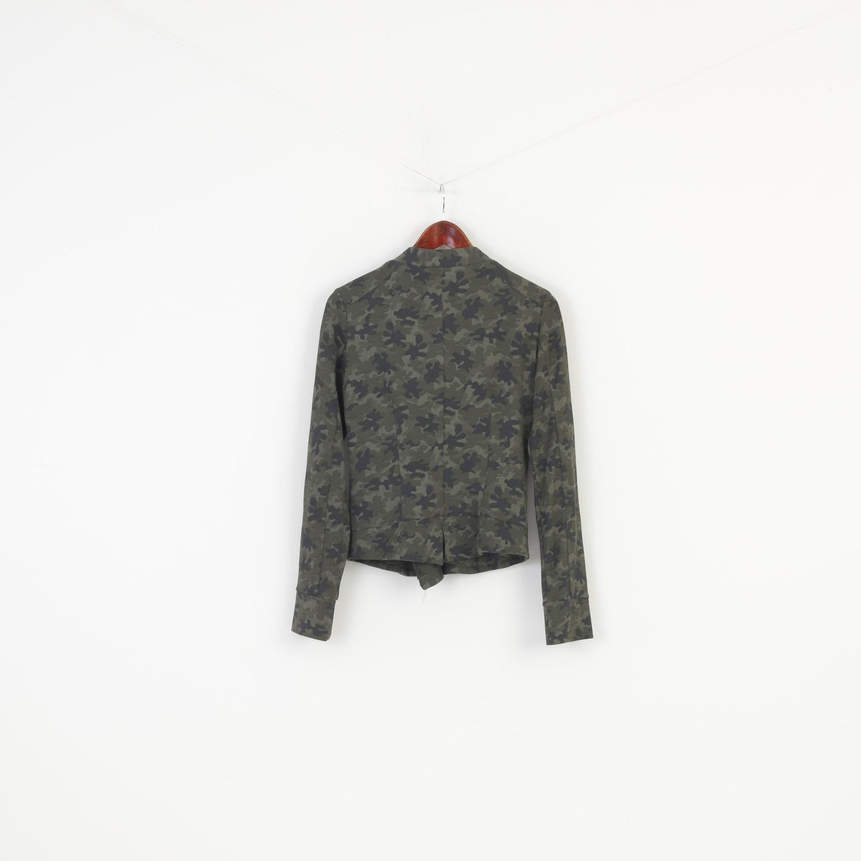 Promod Woman L Jacket Green Moro Full Zipper Short Jacket Top