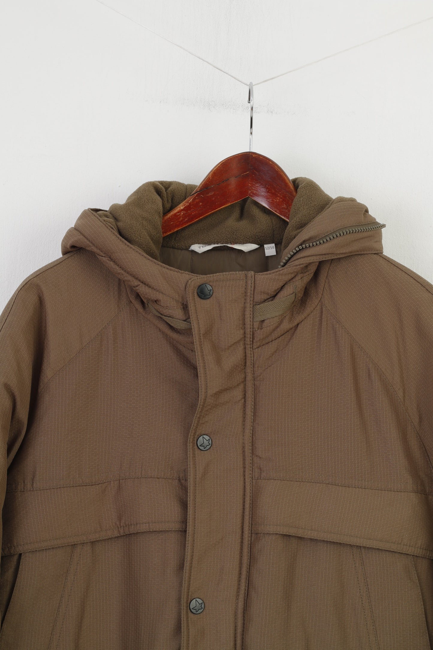 Tomster USA Men 52/54 XLJacket Khaki Padded Winter Full Zipper Hood  Pockets Top