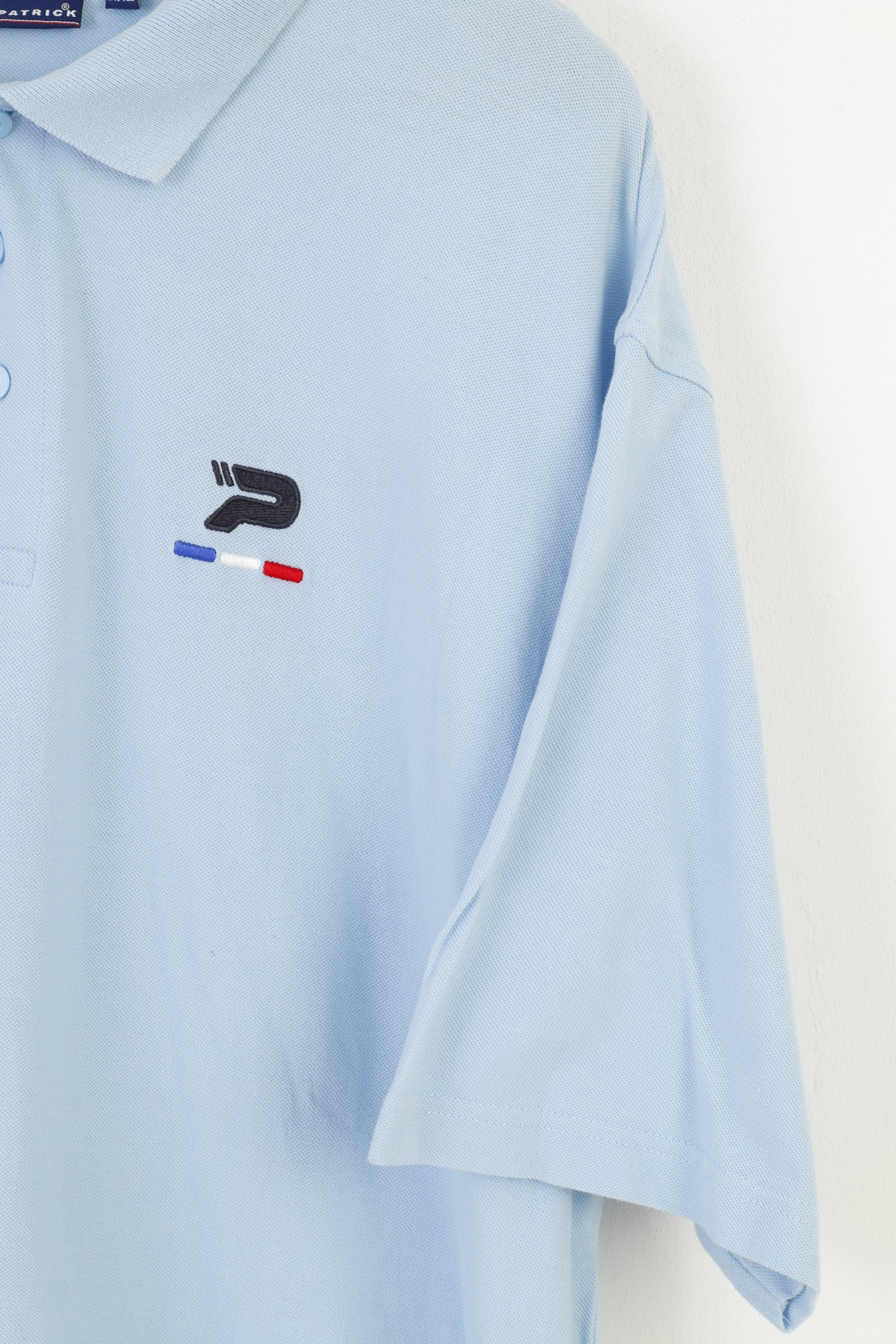 Patrick Men XXL Polo Shirt Blue Cotton Short Sleeve Sport Vintage Top