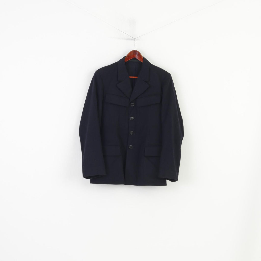  Vintage Men XS Jacket Black Hand Made Fitted  Detailed Buttons Collar Pockets Vintage Top