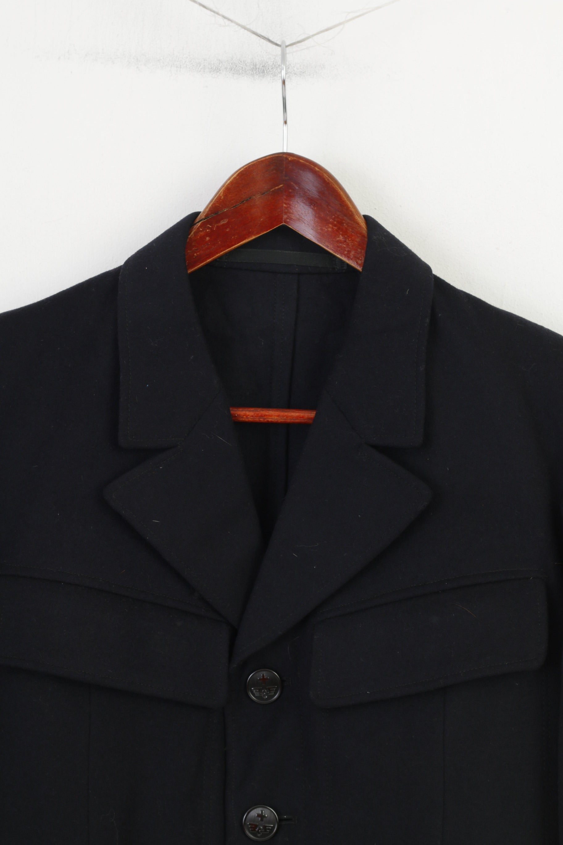 Vintage Men XS Jacket Black Hand Made Fitted  Detailed Buttons Collar Pockets Vintage Top