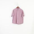 James Pringle Men XL Casual Shirt White Short Sleeve Checkered Vintage Cotton Top