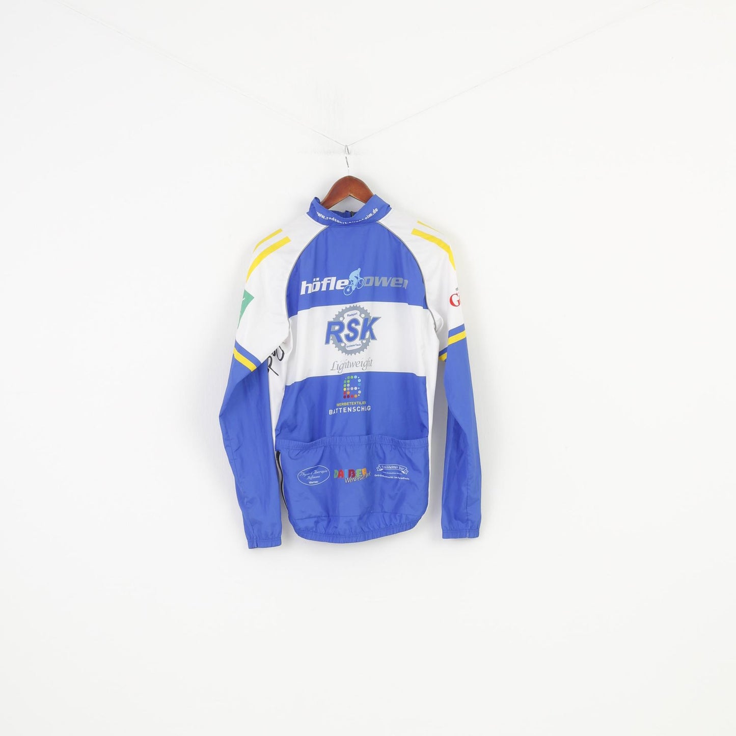 Battenschlag Hommes M Veste Bleu Vintage Cyclisme Activewear Pleine Fermeture Éclair Poches Arrière Sport Haut