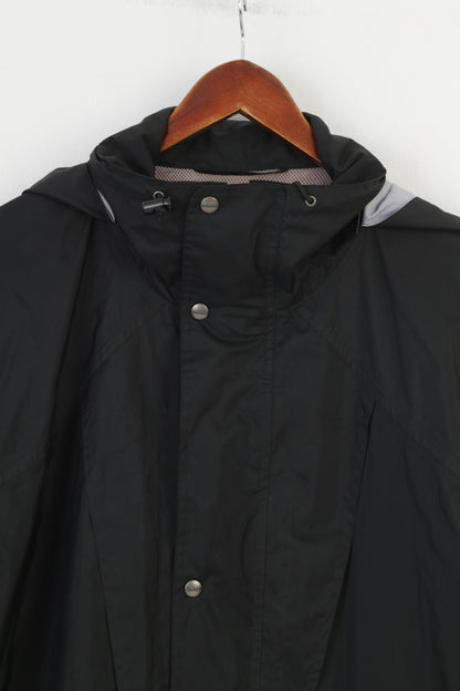 Schoffel Men XL Jacket Black Retractable Hood Full Double Zipper Pockets Top