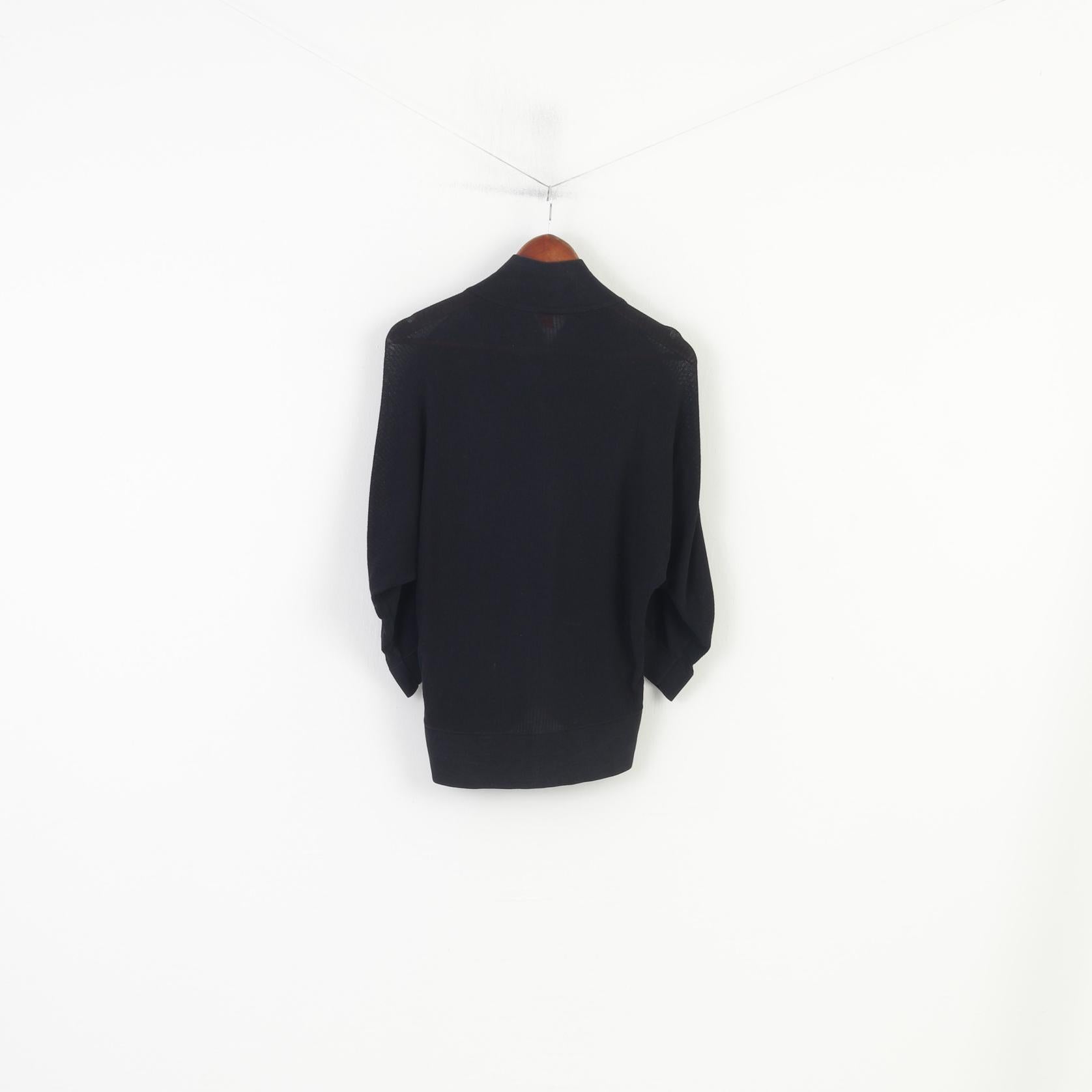 Hugo Boss Women XS Jumper Black Vtg Bottoms Cotton Classic Sweater Top