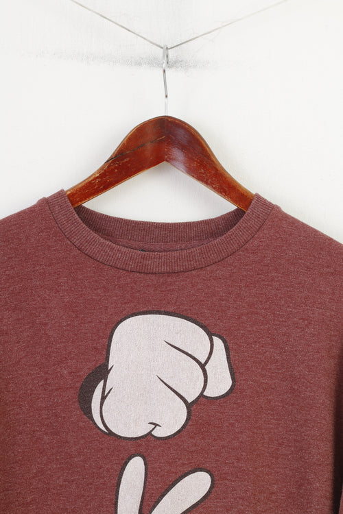 Cedar Wood State Men M Sweatshirt  Jumper  Maroon Crew Neck Cotton Disney Vintage Top