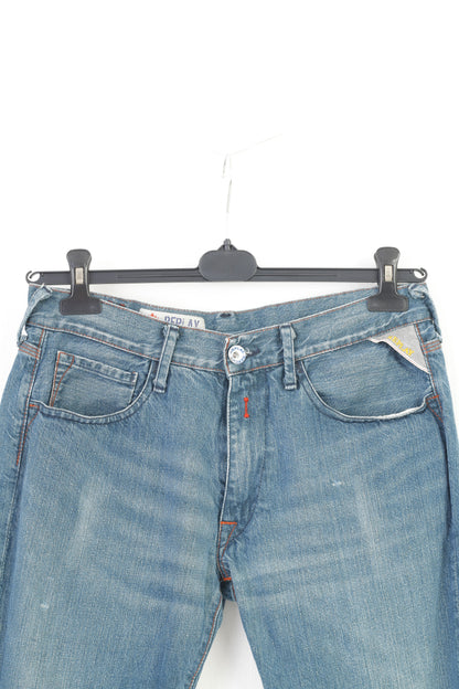 Replay Men 33 Trousers Blue Cotton Denim Skinny Vintage Pants