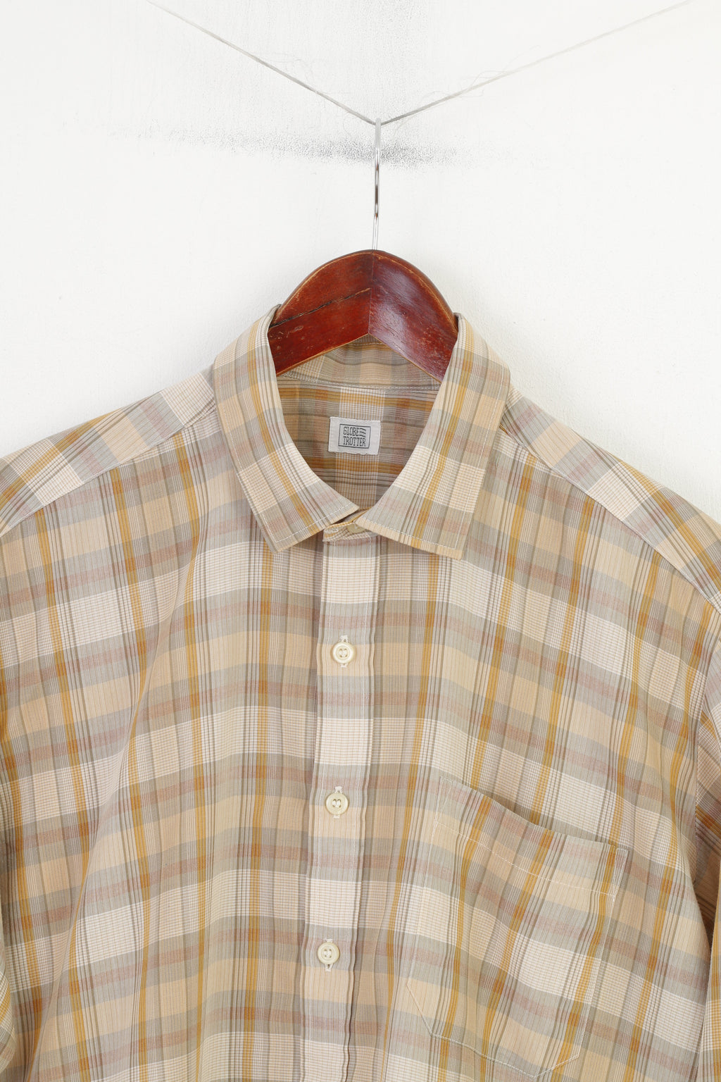 Camicia casual da uomo Globetrotter L. Top a maniche lunghe a quadri marrone 