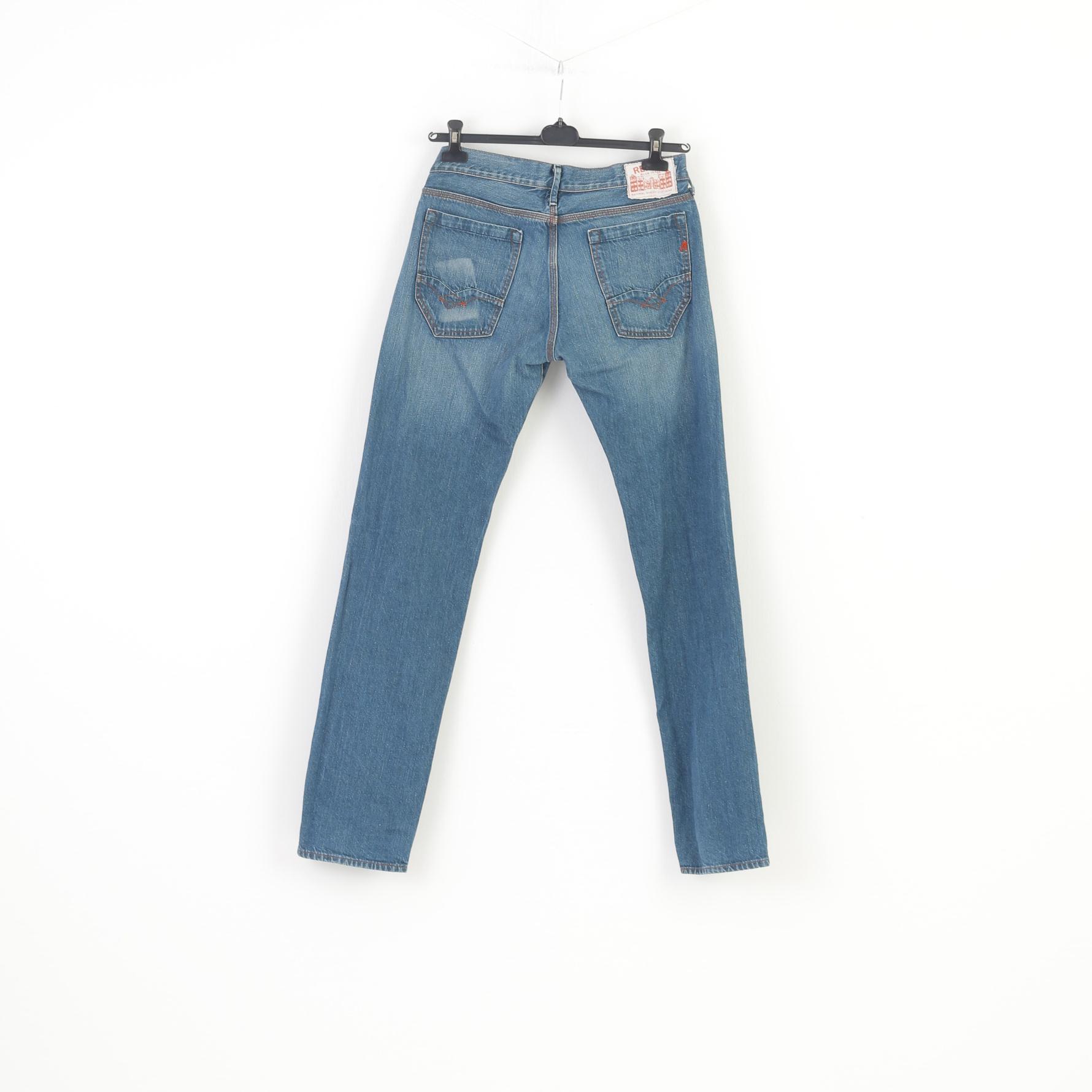 Replay Men 33 Trousers Blue Cotton Denim Skinny Vintage Pants