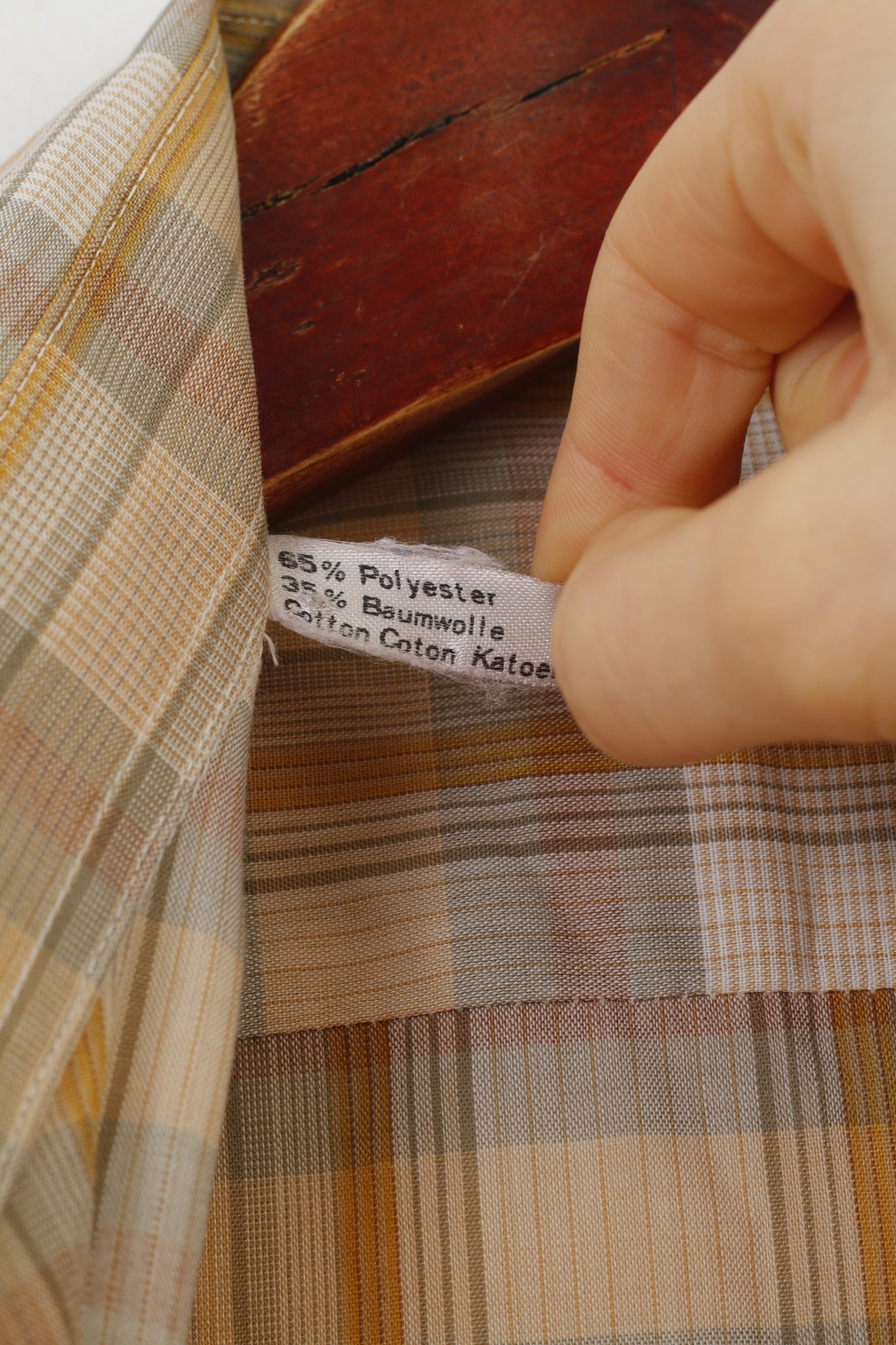 Camicia casual da uomo Globetrotter L. Top a maniche lunghe a quadri marrone 