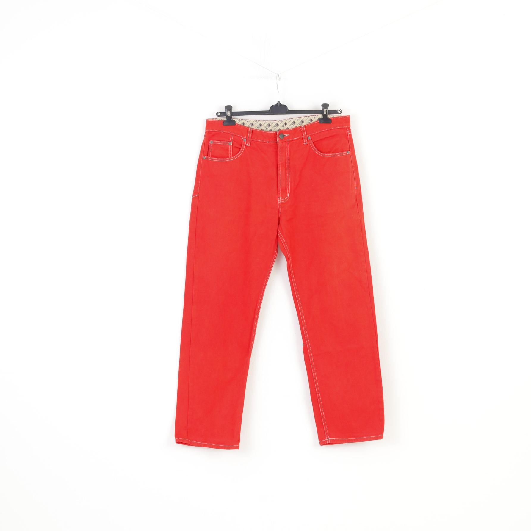 IPC Men 25 Trousers Red Cotton High Waist Jeans Top