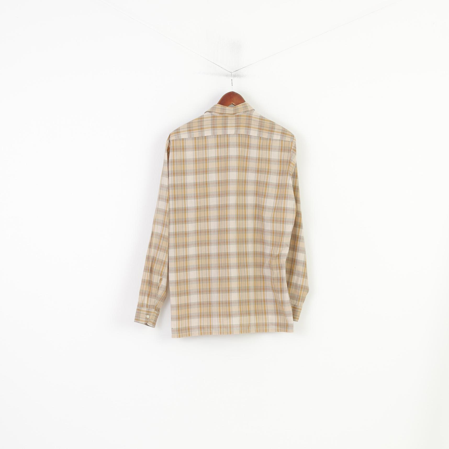 Camicia casual da uomo Globetrotter L. Top a maniche lunghe a quadri marrone 