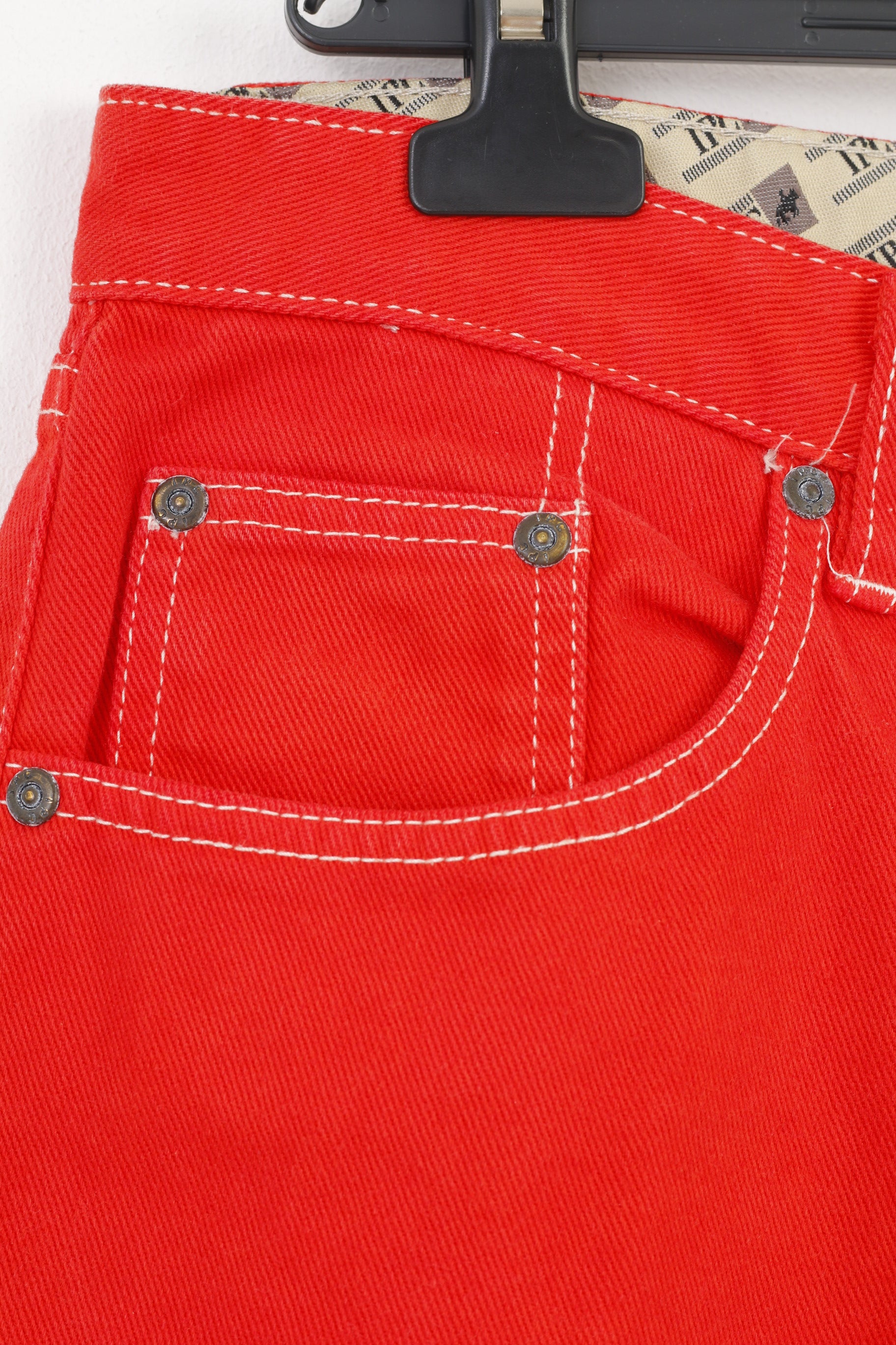 IPC Men 25 Pantalon Rouge Coton Taille Haute Jeans Top