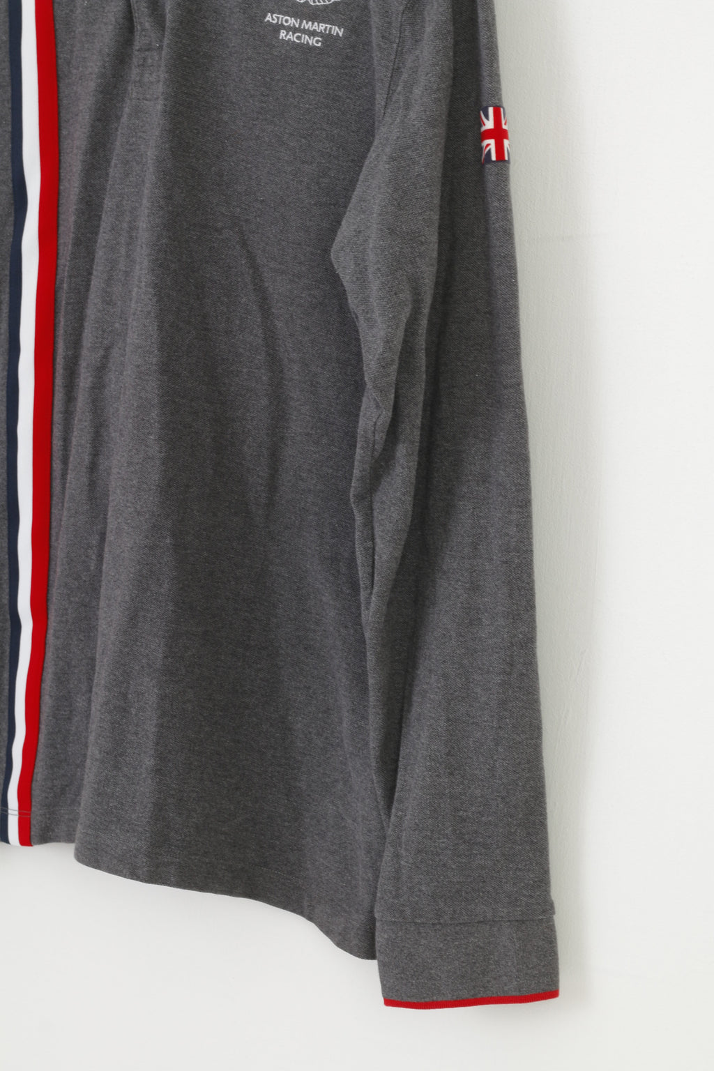 Polo Hackett da uomo XXL grigia a maniche lunghe in cotone Aston Martin Racing V8 GTE con colletto