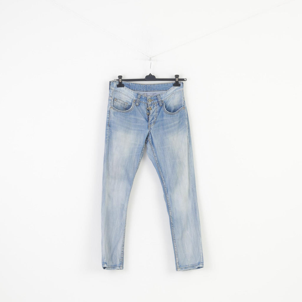  Timezone Men 31 30 Trousers Blue Cotton Buttons Casual Jeans  Washed Look  Pants Style Coast Top 