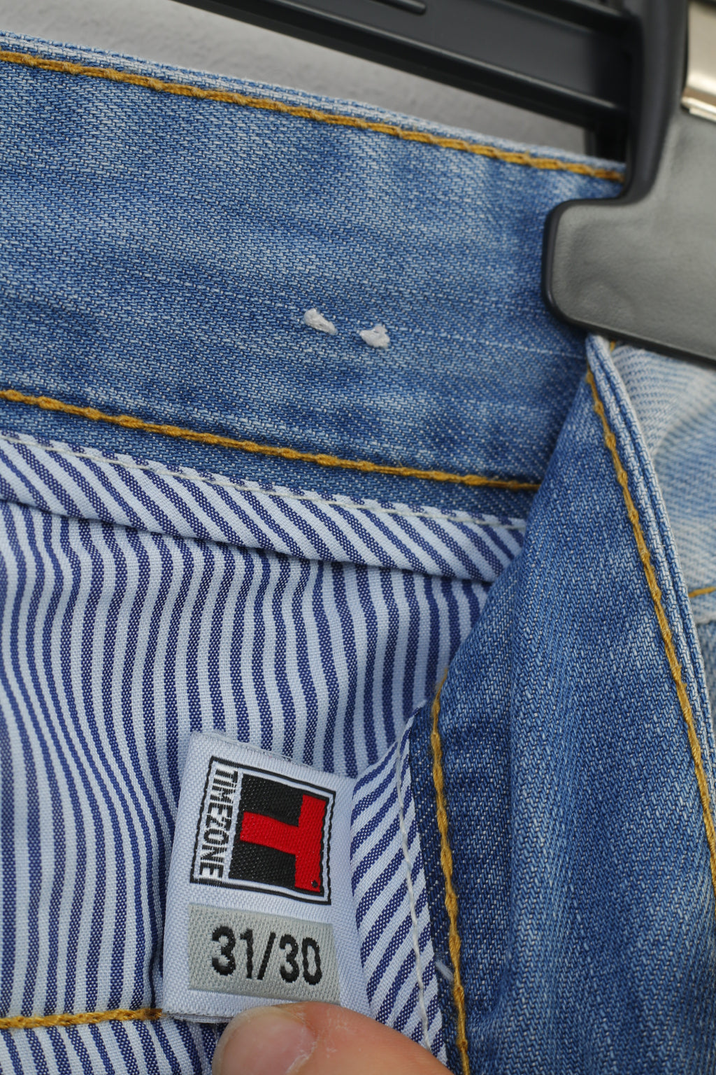 Timezone Hommes 31 30 Pantalon Bleu Coton Boutons Jeans Décontractés Look Délavé Pantalon Style Coast Top