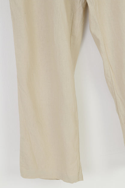 Marks &amp; Spencer – pantalon en lin crème pour femme, taille haute, élégant, 81cm, 74cm