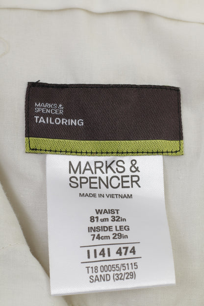 Marks &amp; Spencer – pantalon en lin crème pour femme, taille haute, élégant, 81cm, 74cm