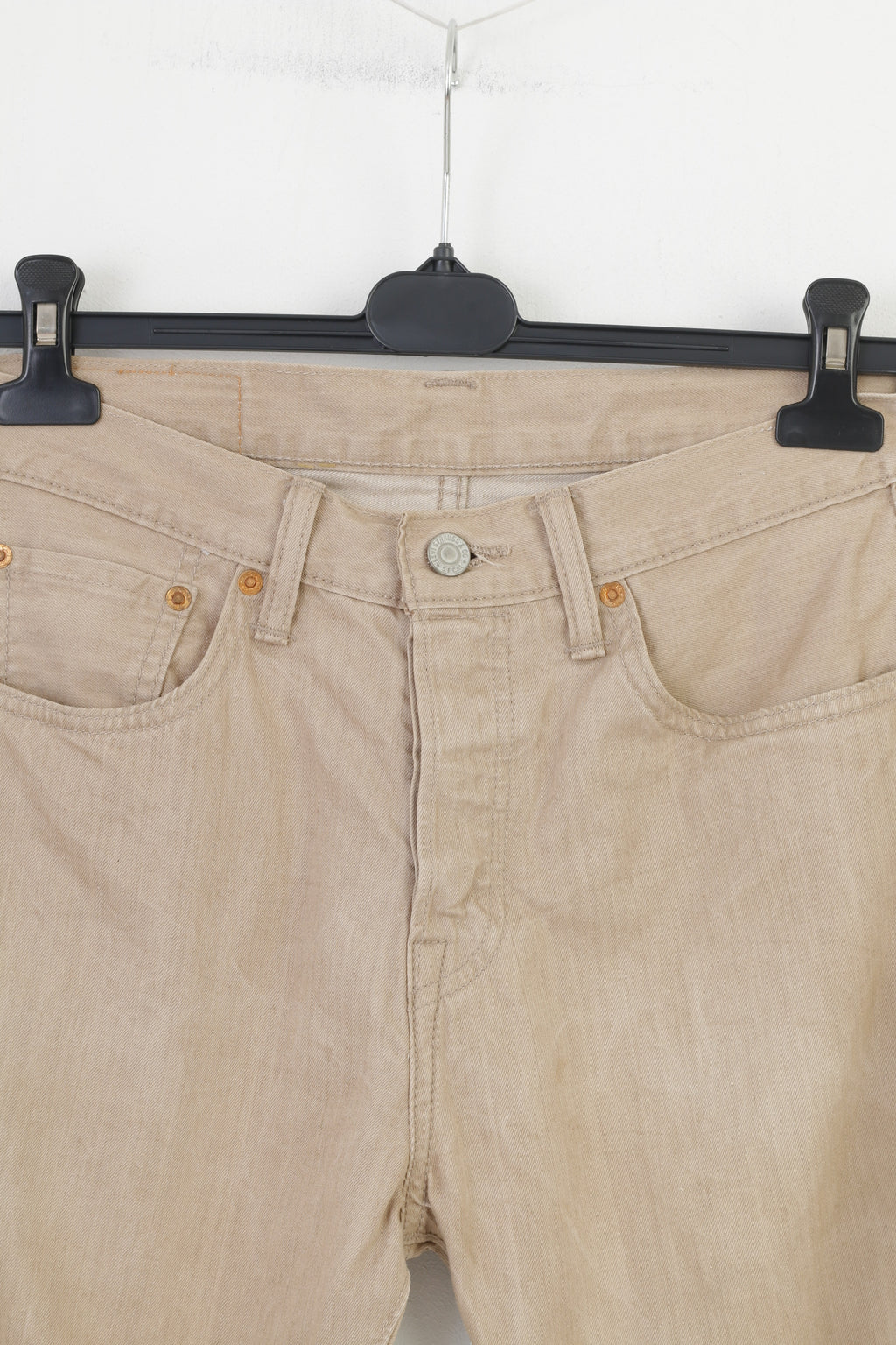 Levi's Homme 30 34 Pantalon Beige Coton Qualité Vêtements 501 Boutons Haut Taille Haute