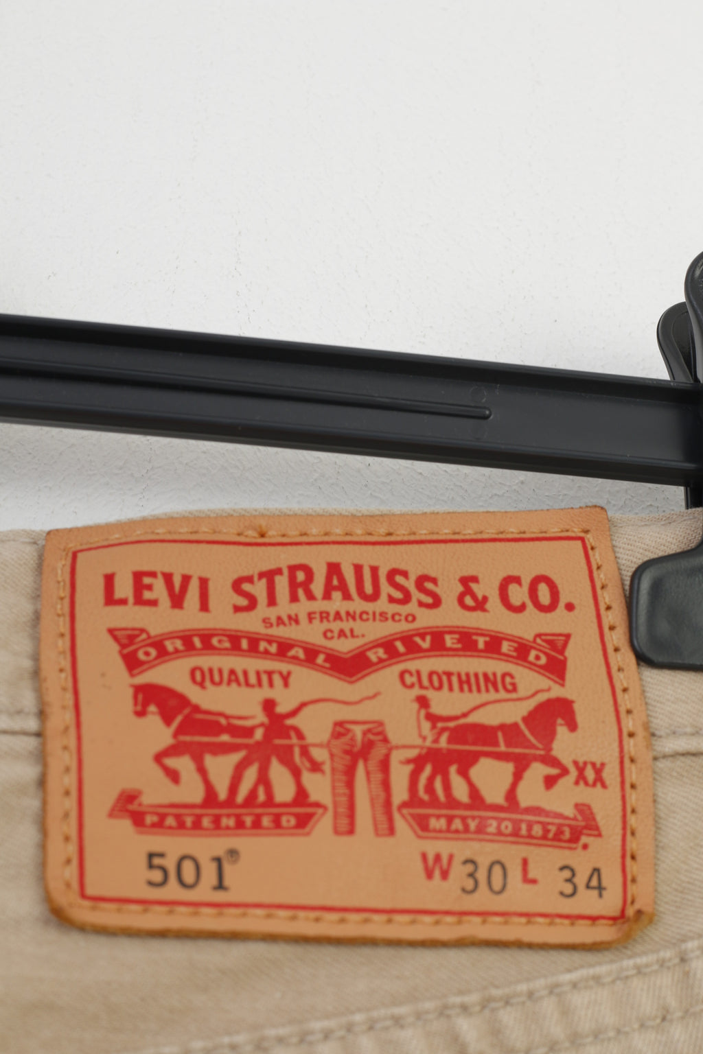 Levi's Homme 30 34 Pantalon Beige Coton Qualité Vêtements 501 Boutons Haut Taille Haute