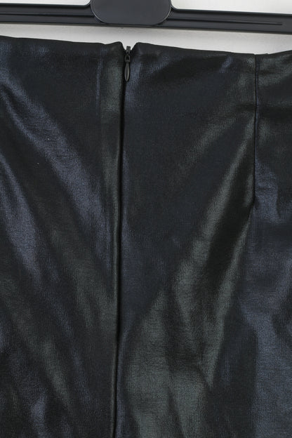 Jupe mi-longue noire avec fermeture éclair pour femme, vêtements de tous les jours, haut brillant