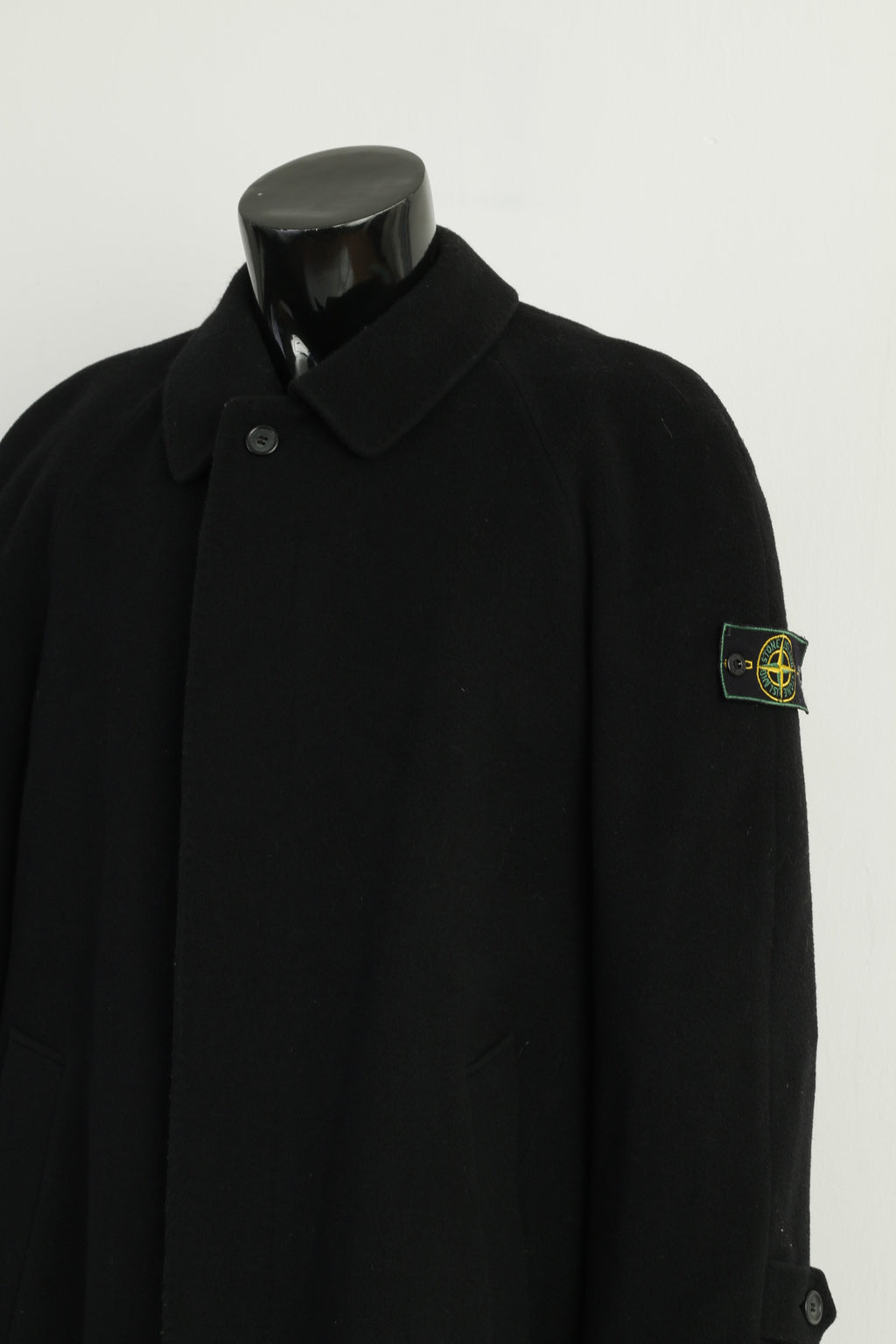 Stone Island Men L Coat Black Vintage  Long Single Breasted Cashmere Top