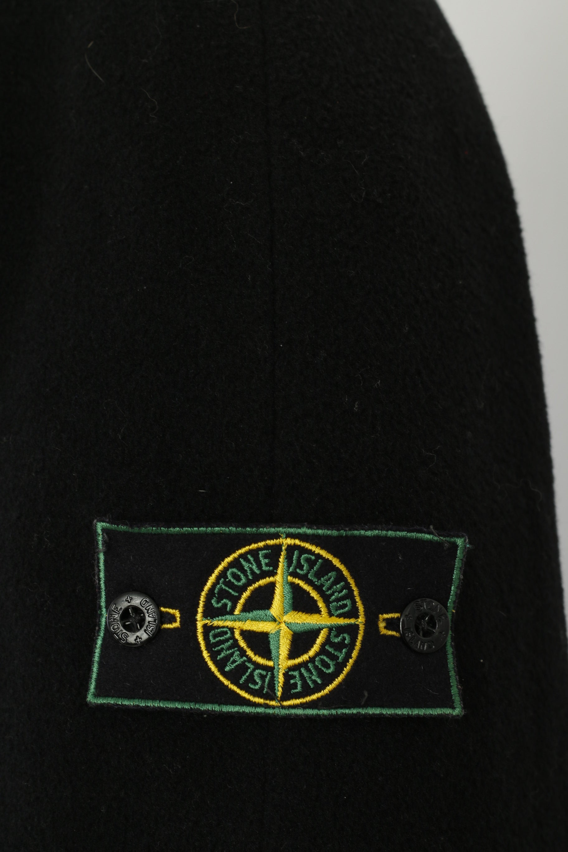 Stone Island Men L Coat Black Vintage  Long Single Breasted Cashmere Top