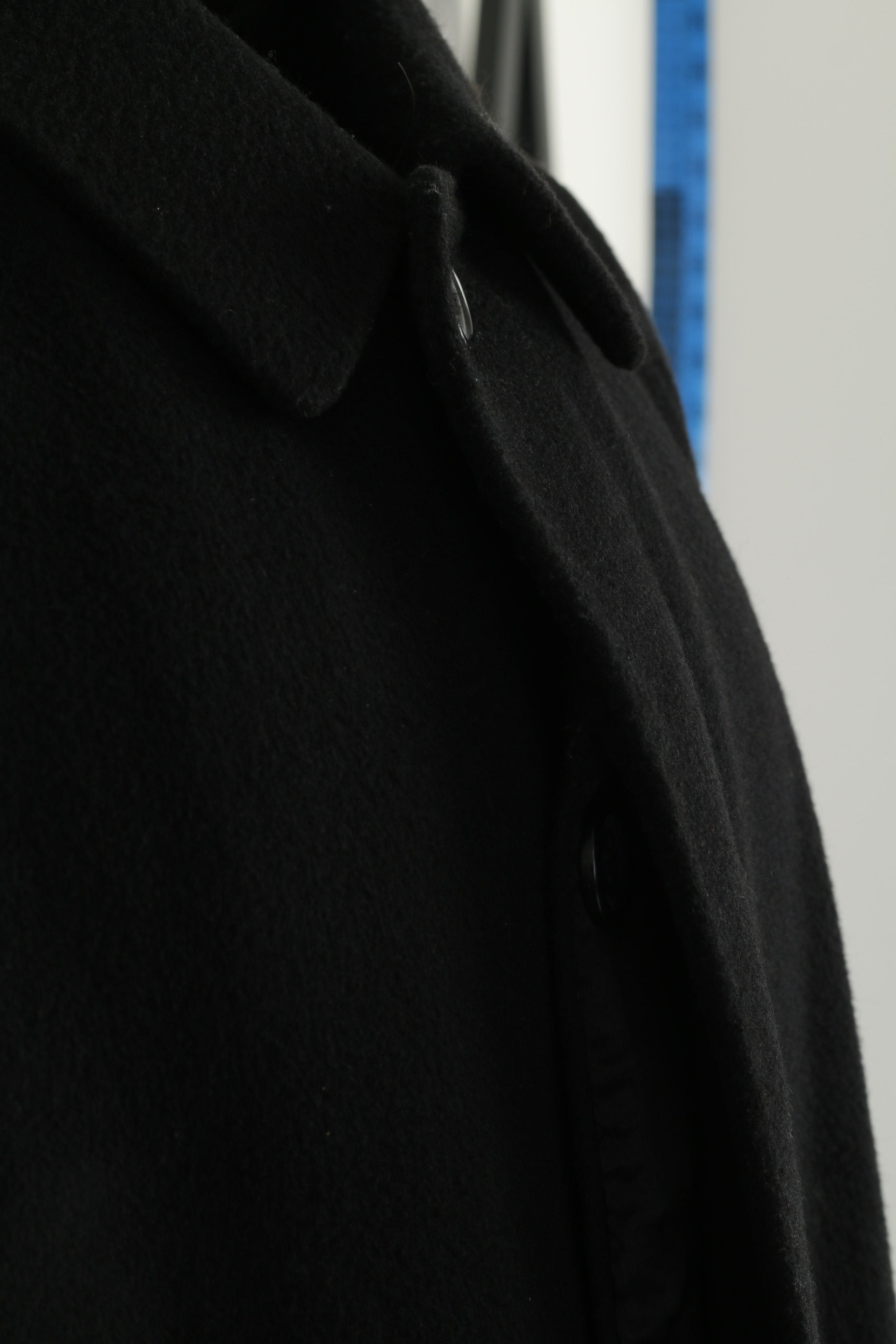 Stone Island Men L Coat Black Vintage  Long Single Breasted Cashmere Top