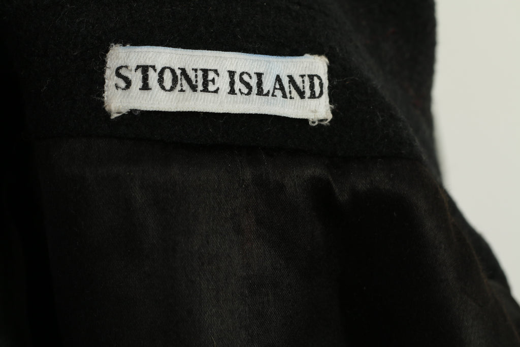 Stone Island Men L Coat Black Vintage  Long Single Breasted Cashmere Top