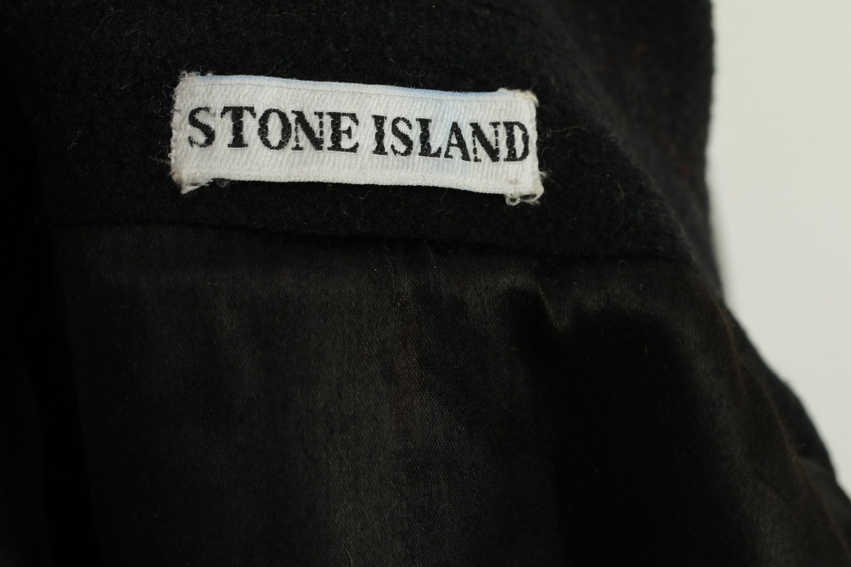 Stone Island Men L Coat Black Vintage  Long Single Breasted Cashmere Top