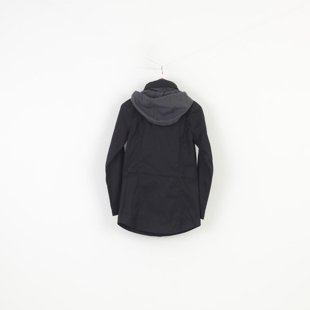 NEW Nike Woman XS Jacket Black Full Double Zipper Cotton Retractable Hood Breathable Top