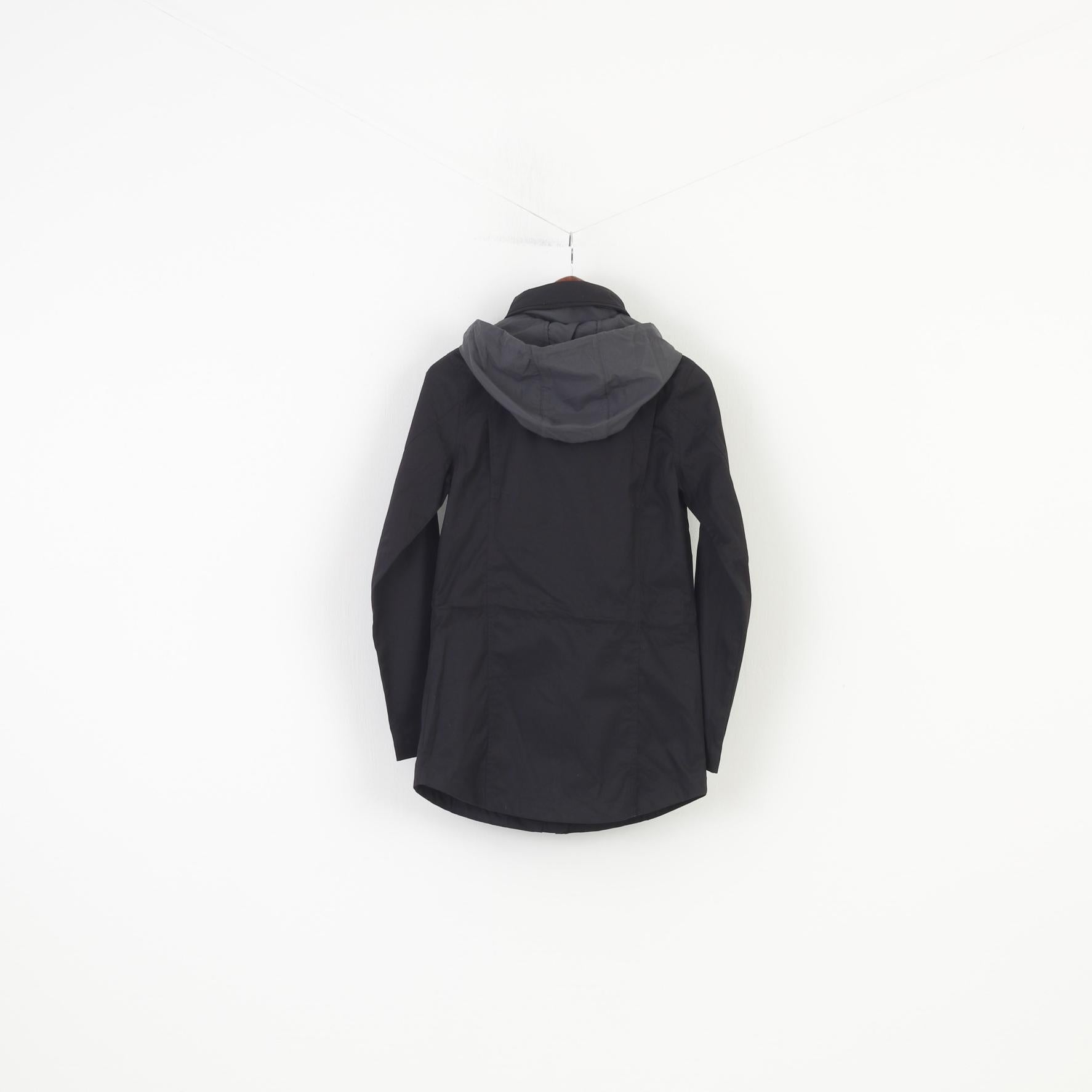 NEW Nike Woman XS Jacket Black Full Double Zipper Cotton Retractable Hood Breathable Top