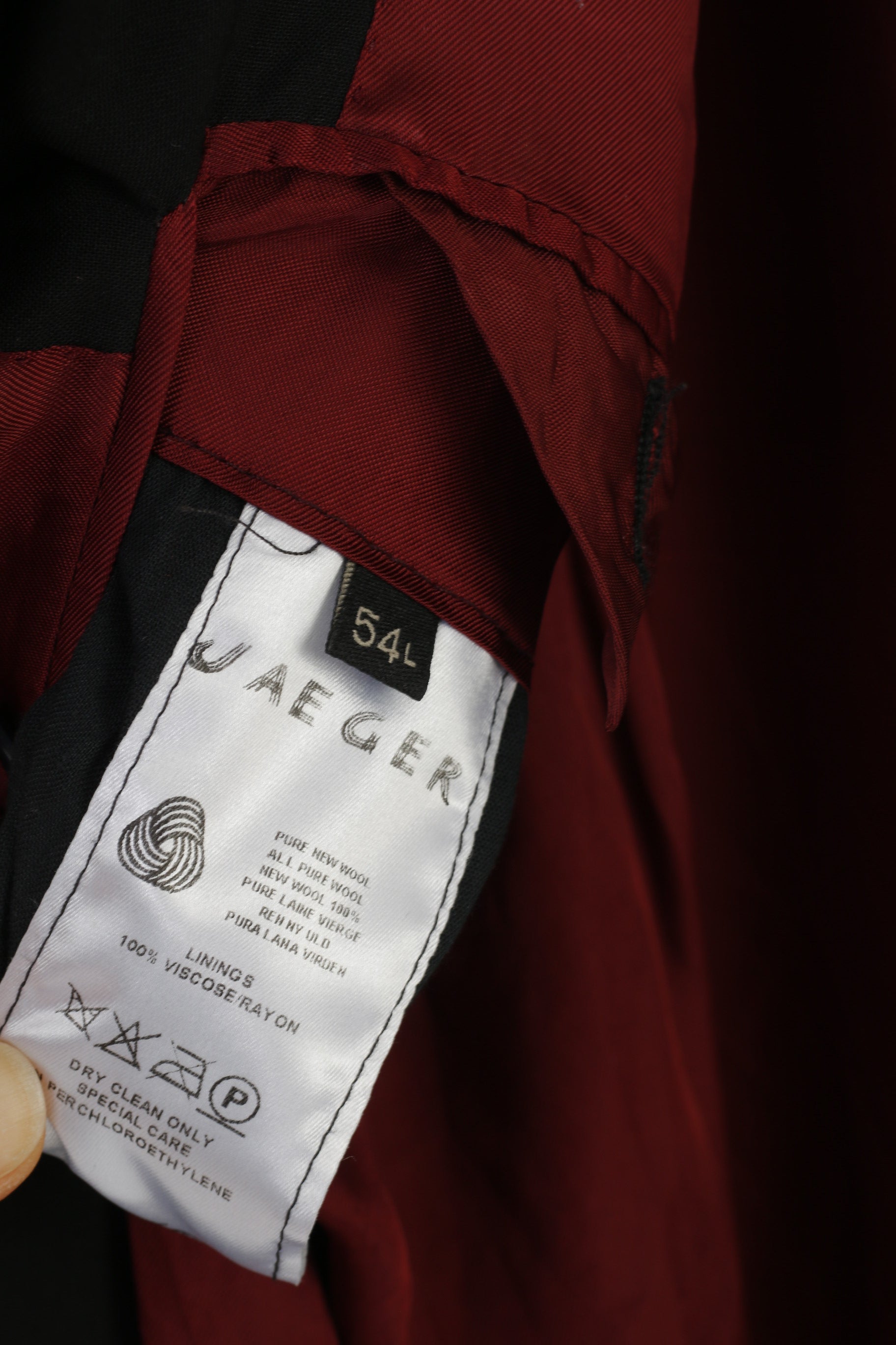 Jaeger Men 44 54 Blazer Black Wool Breasted Jacket Buttons Long Sleeve Top