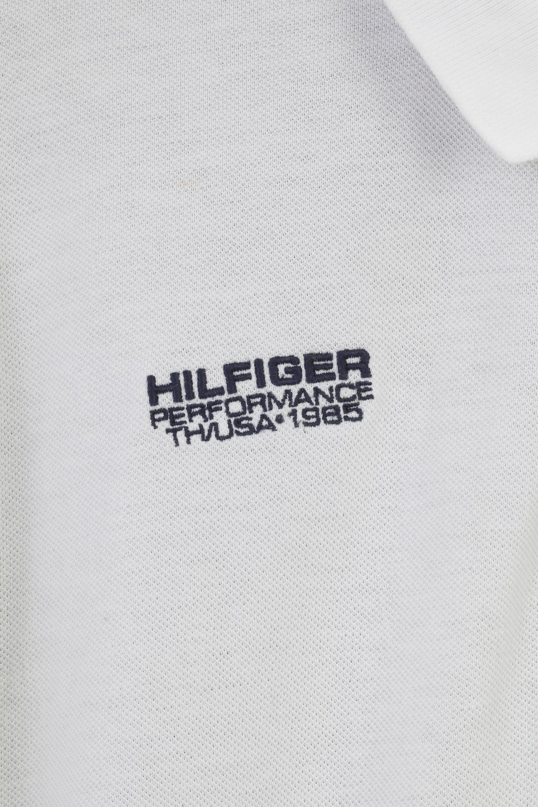 Tommy Hilfiger Men XXL Polo Shirt White Cotton Custom Fit Collar Short Sleeve Top