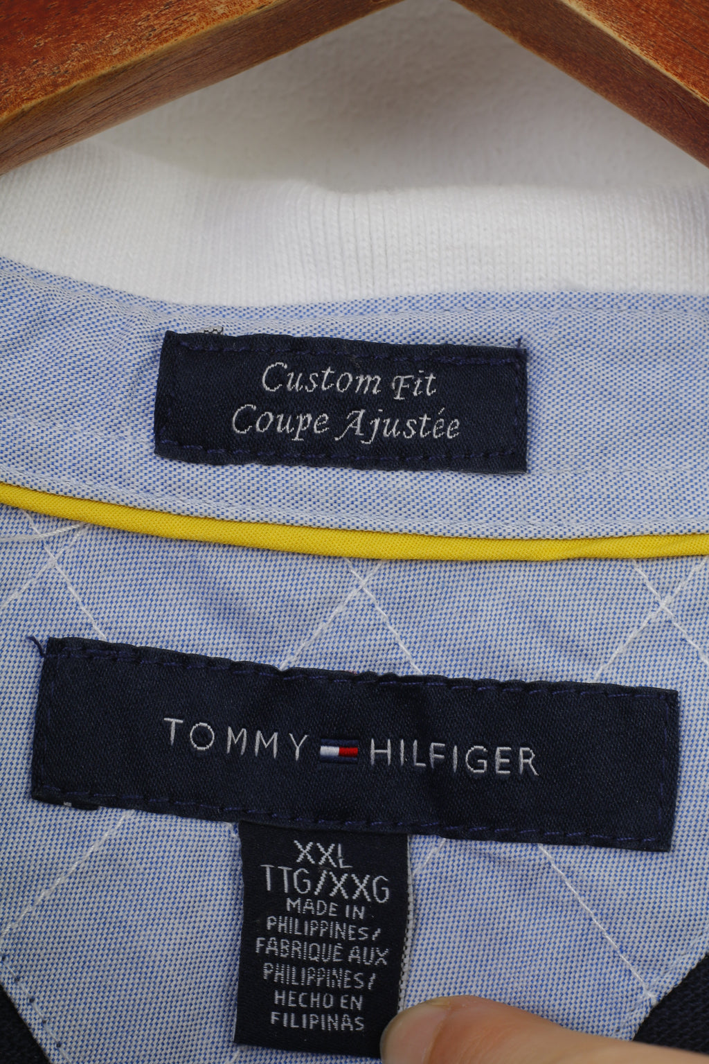 Tommy Hilfiger Men XXL Polo Shirt White Cotton Custom Fit Collar Short Sleeve Top