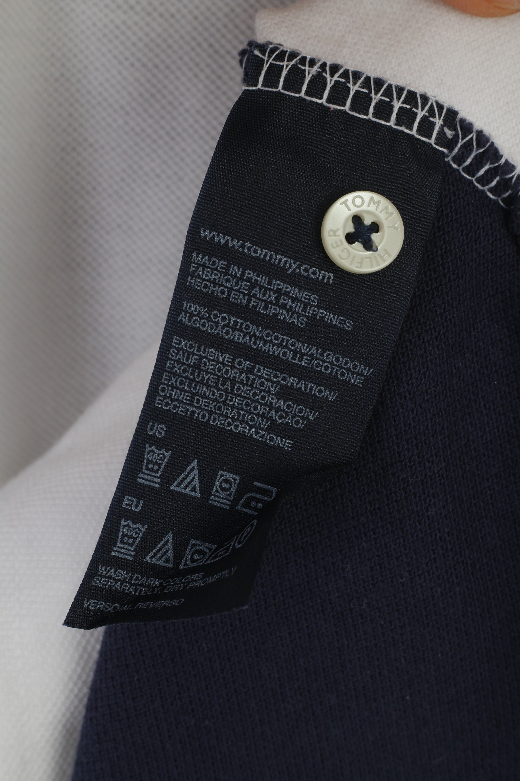 Tommy Hilfiger Men XXL Polo Shirt White Cotton Custom Fit Collar Short Sleeve Top