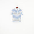 Penguin Men M Polo Shirt Striped Blue Cotton Heritage Slim Fit Collar Short Sleeve Top