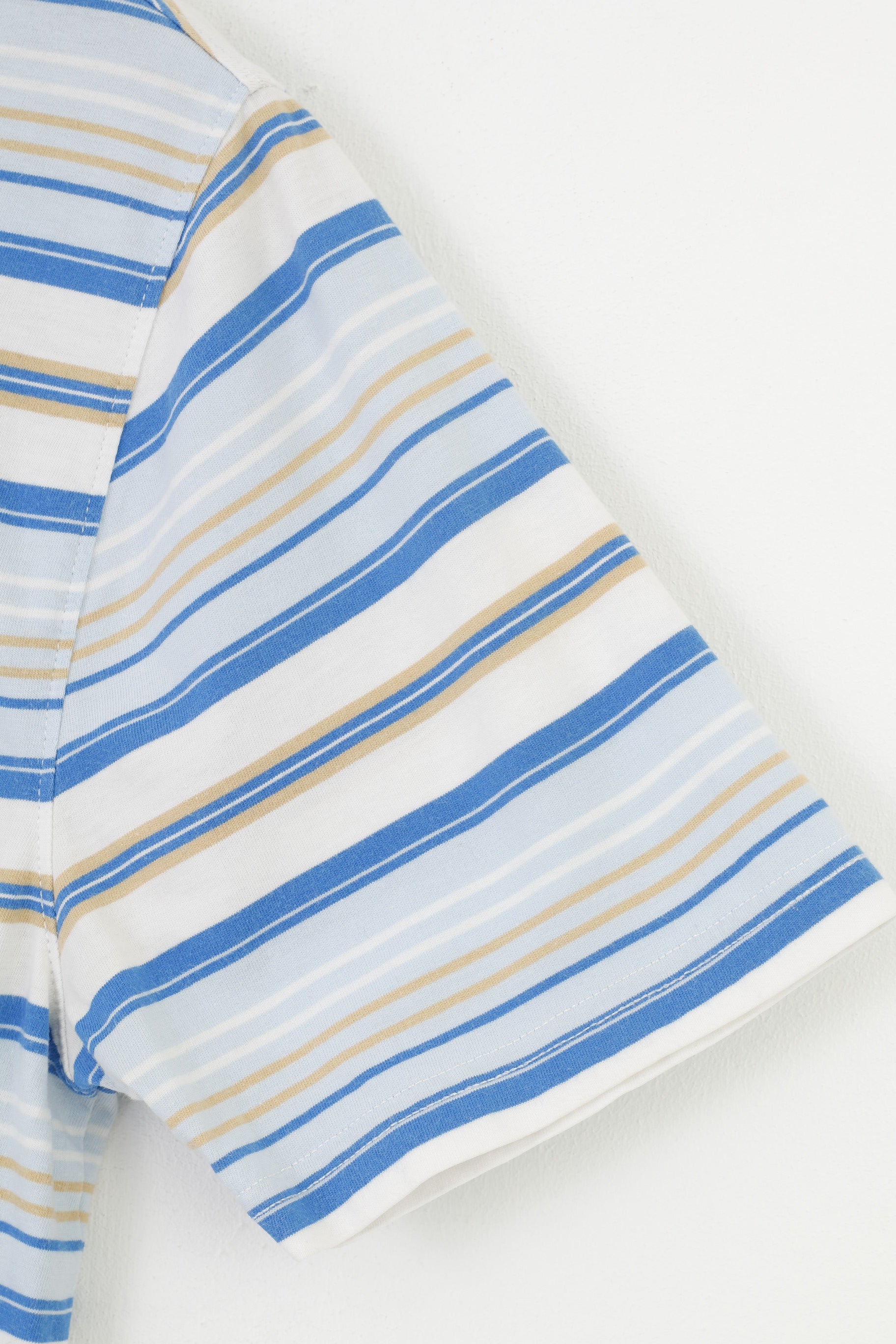 Penguin Men M Polo Shirt Striped Blue Cotton Heritage Slim Fit Collar Short Sleeve Top