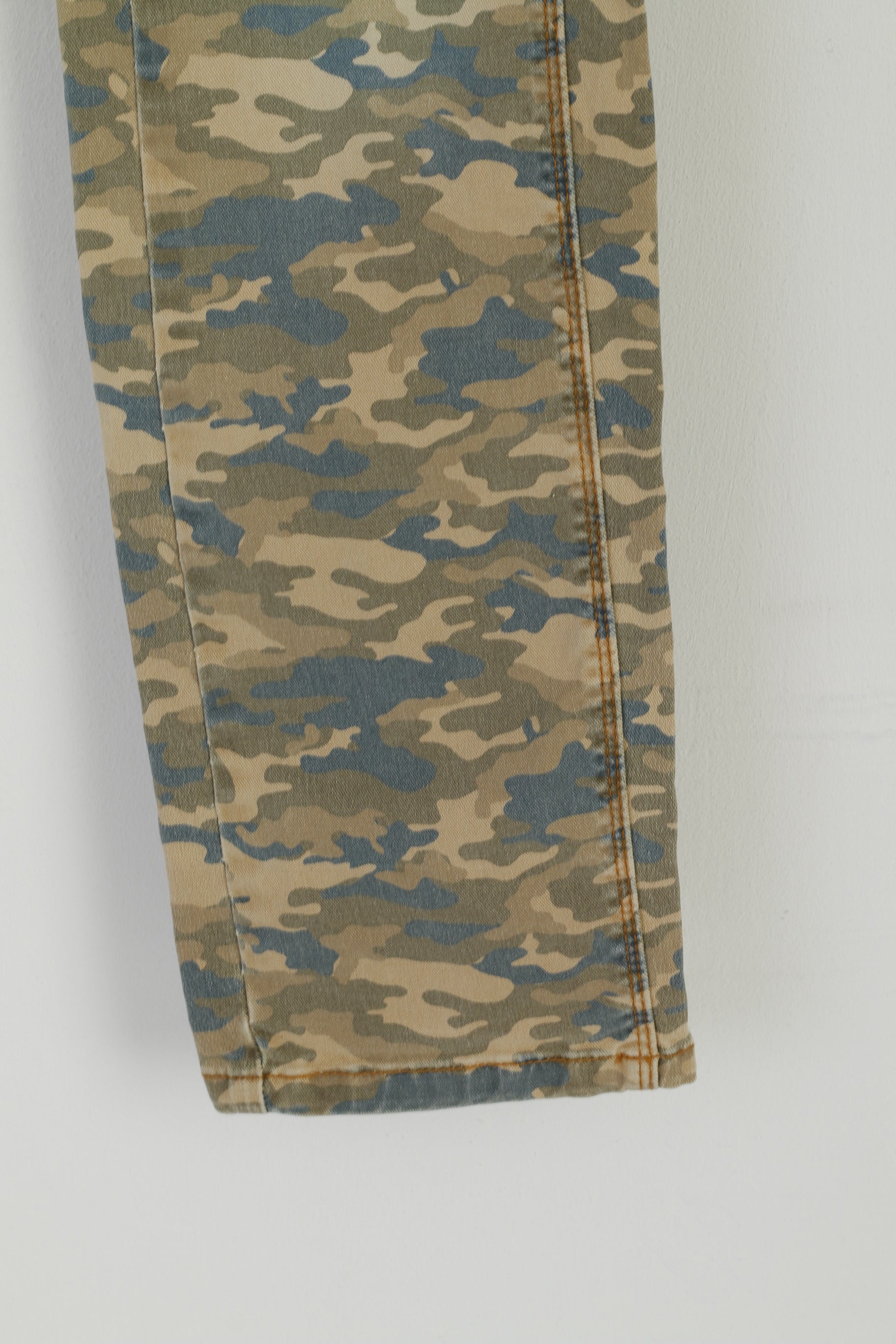 MOS MOSH Women 28 Jeans Trousers Beige Camo Skinny Cotton Pants