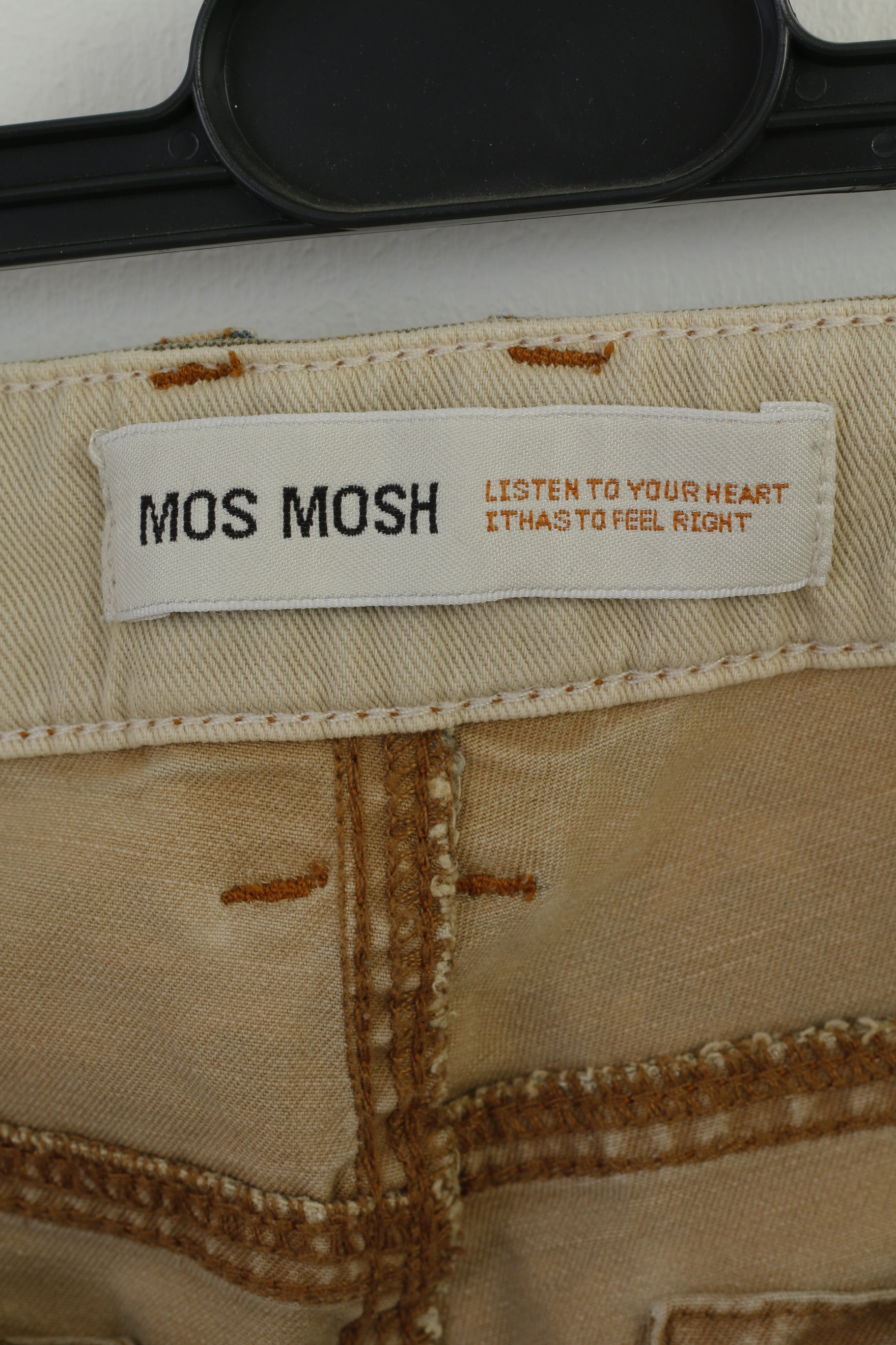 MOS MOSH Women 28 Jeans Trousers Beige Camo Skinny Cotton Pants