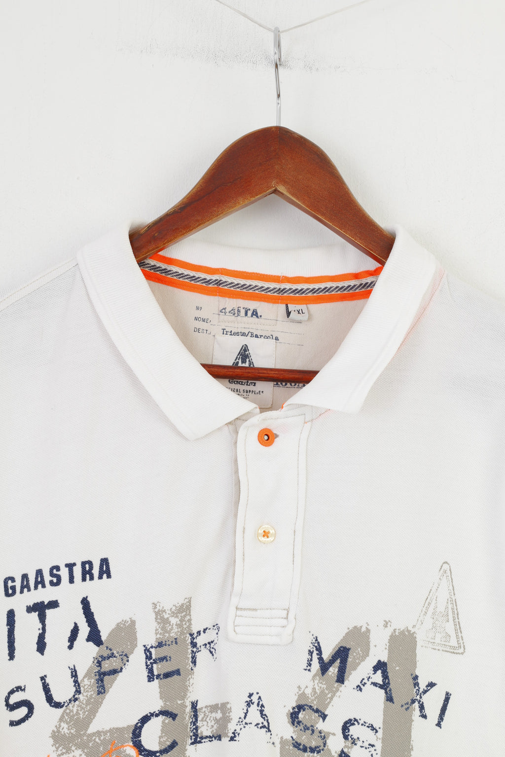 Gaastra Men XXL Polo Shirt White Cotton Short Sleeve Collar Top